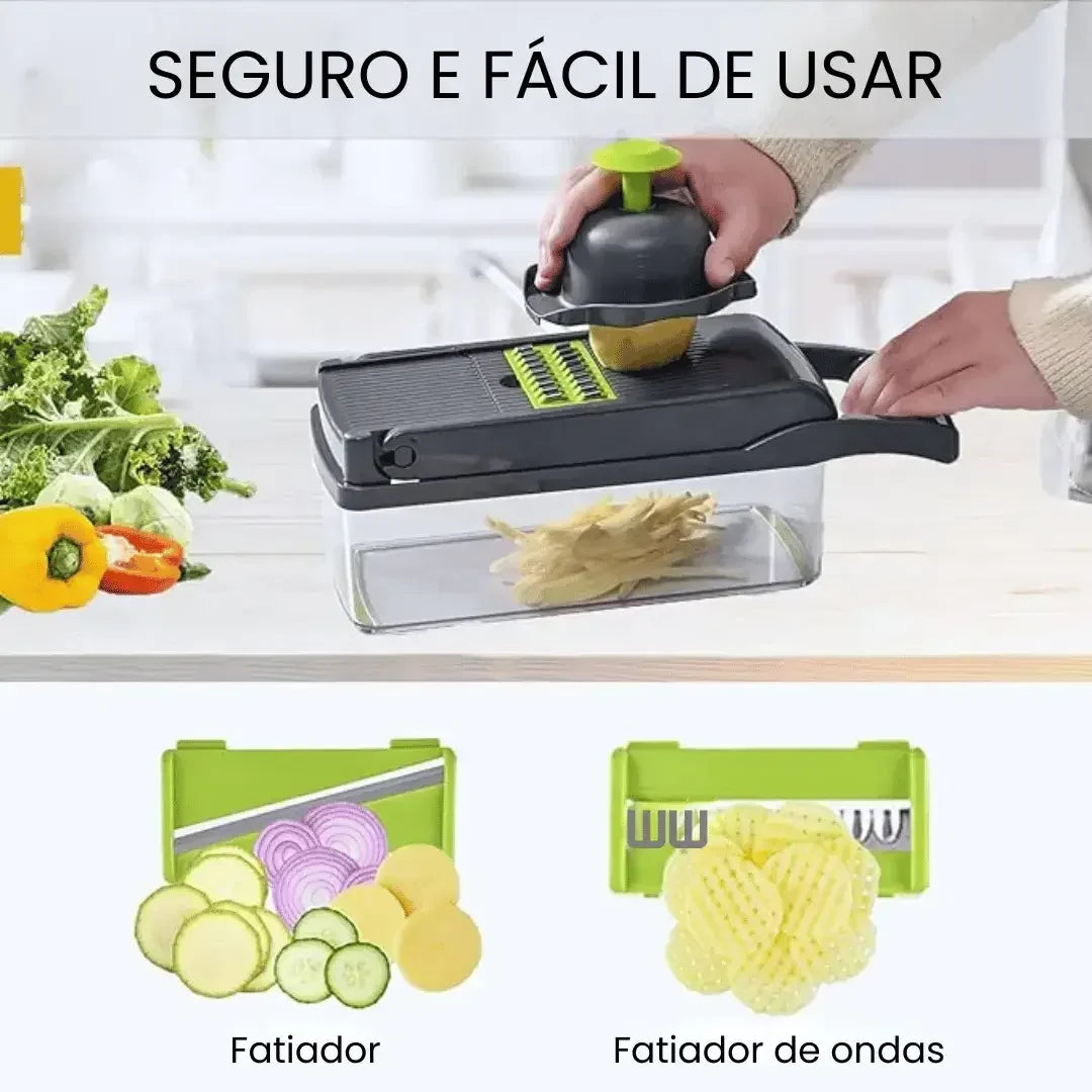 Cortador e Fatiador de Legumes Multifuncional em Aço Inoxidável  16 em 1 - Para Vegetais/Frutas/Legumes