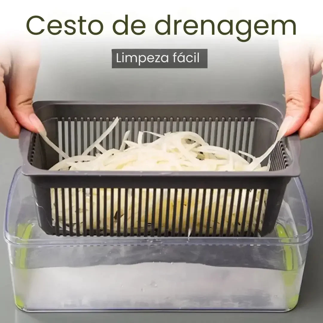 Cortador e Fatiador de Legumes Multifuncional em Aço Inoxidável  16 em 1 - Para Vegetais/Frutas/Legumes