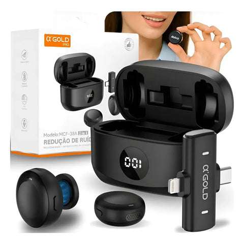 A'Gold MCF-38®  - Microfone de Lapela Profissional - Transforme o áudio dos seus vídeos usando apenas o seu celular.
