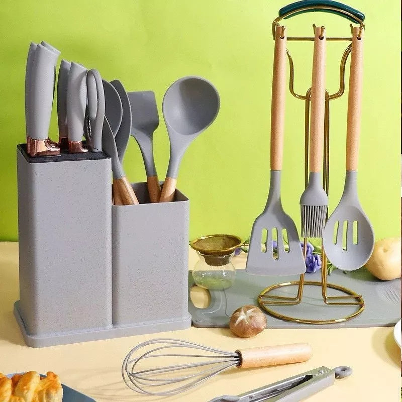 Kit 19 Peças Utensílios de Cozinha Completo com Tábua
