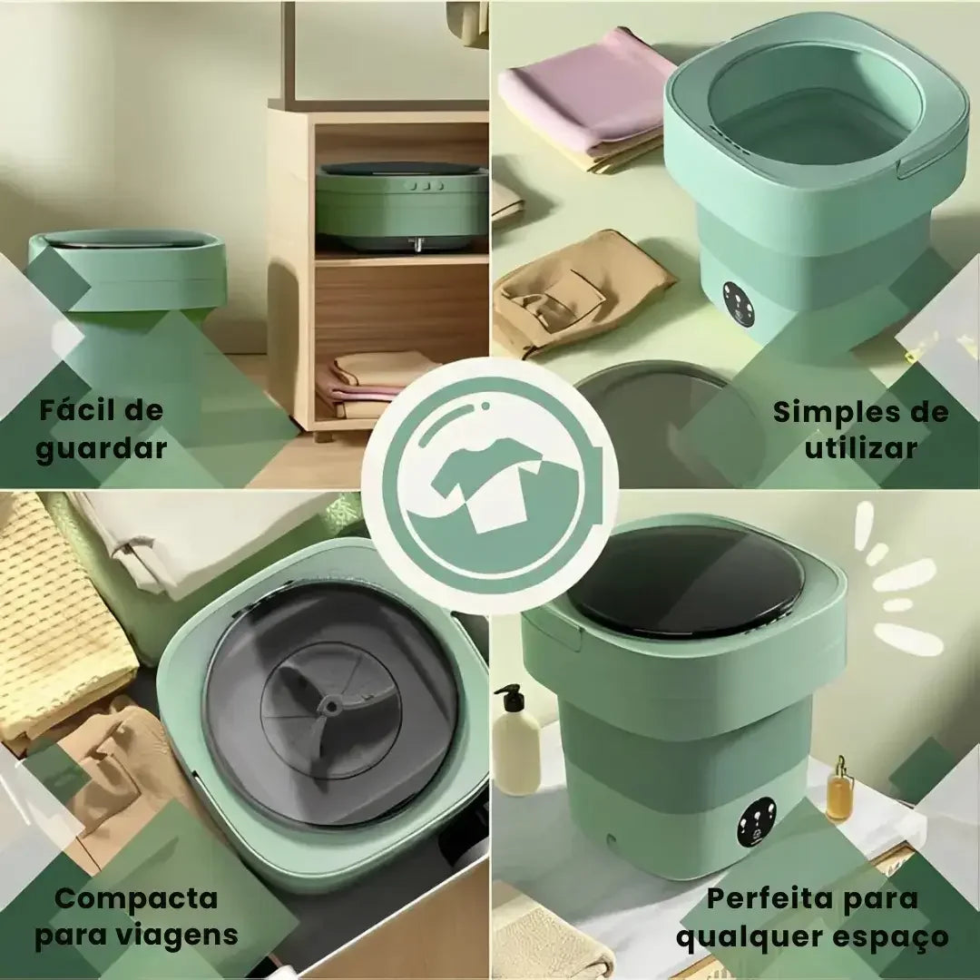 Mini Lavadora Portátil TurboClean 9L – Econômica e Compacta | Modern Casa