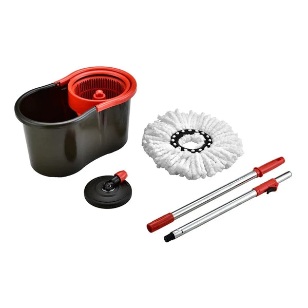 Mop Giratório com Cesto em Inox + 2 Refis – Cabo 140 cm e Rodinhas