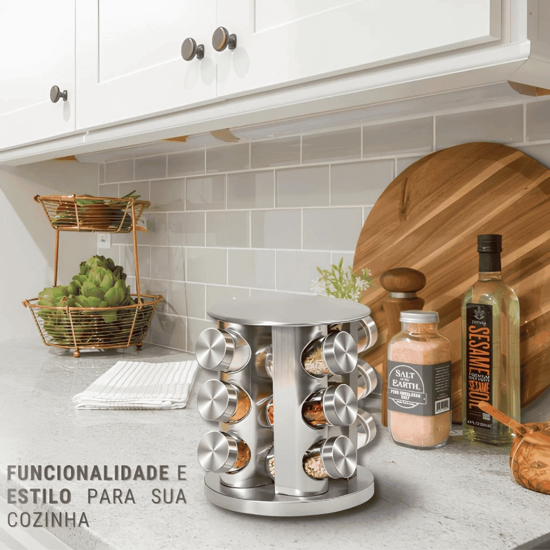 Porta Temperos e Condimentos Giratório 12 Peças