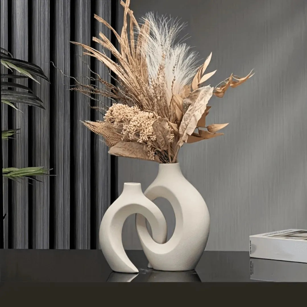 Vaso Decorativo para Sala de Cerâmica para Mesa 2 em 1 - Decoração